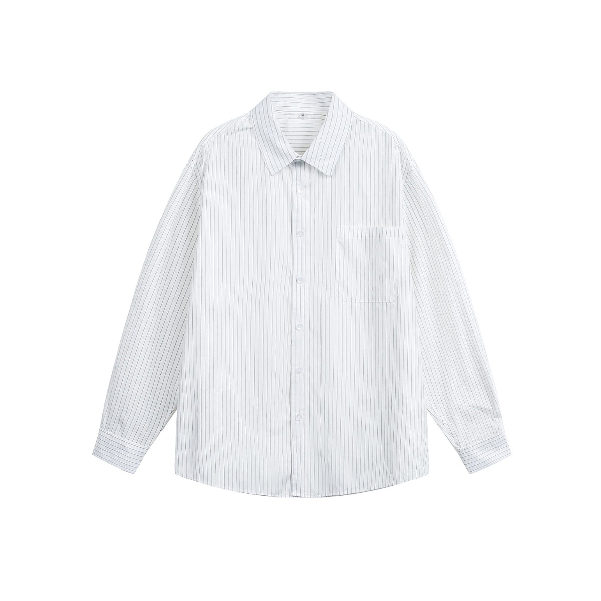 Women's oversized shirt blouse with fine stripes, Kent collar, and breast pocket EVA-US