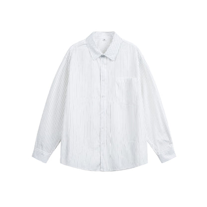 Women's oversized shirt blouse with fine stripes, Kent collar, and breast pocket EVA-US