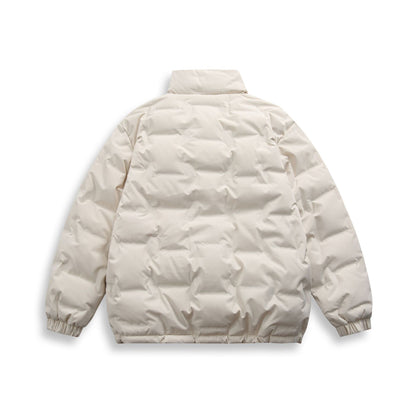 Unisex Short cut minimalist thermal puffer jacket with high stand-up collar EVA-US