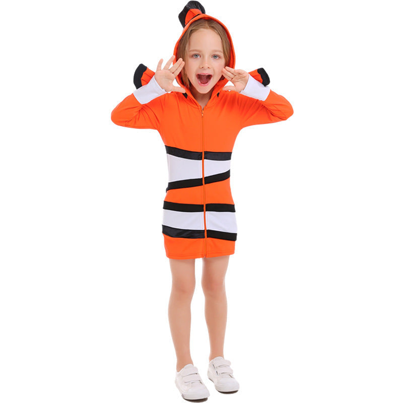 Ladies' animal costume in clownfish design with hood and colorful accents EVA-US