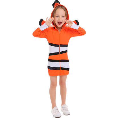 Ladies' animal costume in clownfish design with hood and colorful accents EVA-US