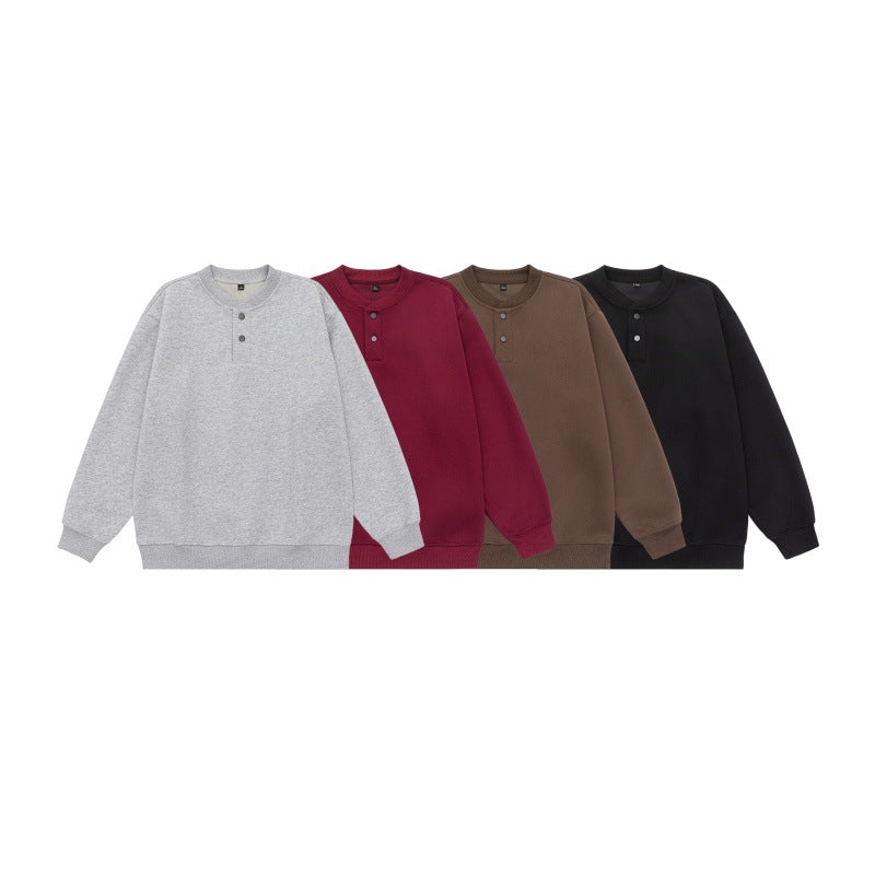 Unisex Loose-fitting sweatshirt with half-button placket and ribbed cuffs EVA-US