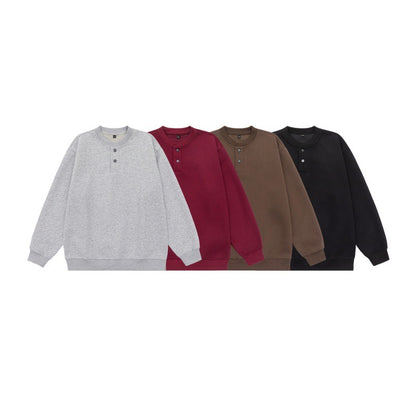 Unisex Loose-fitting sweatshirt with half-button placket and ribbed cuffs EVA-US