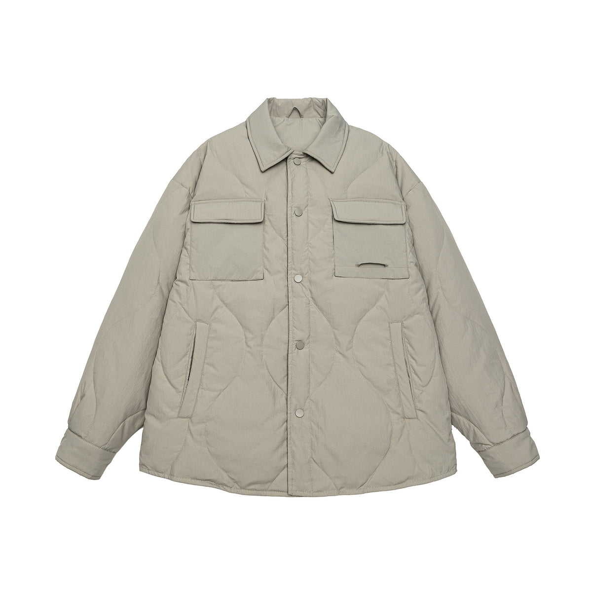 Men's Quilted Oversized Shirt Jacket with Quilting, Snap Buttons, and Chest Pockets EVA-US