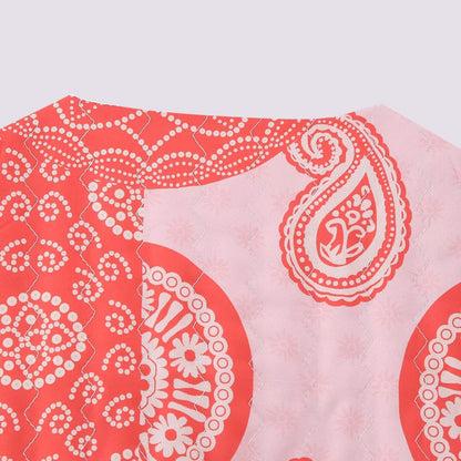 Women's sleeveless short vest with patchwork print, decorative trim and round neckline EVA-US
