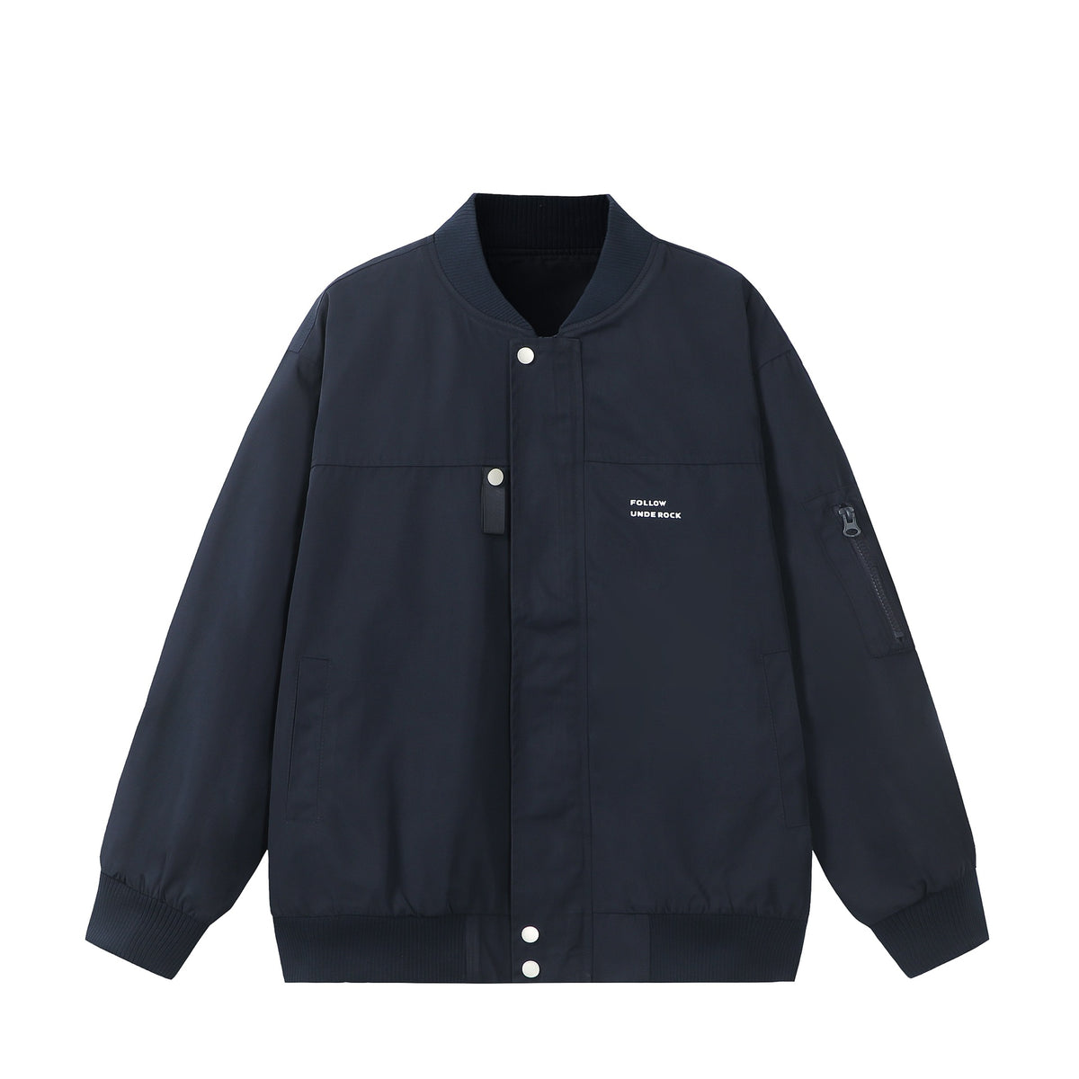 Unisex Short-cut padded bomber jacket with zippered sleeve pocket and ribbed cuffs EVA-US