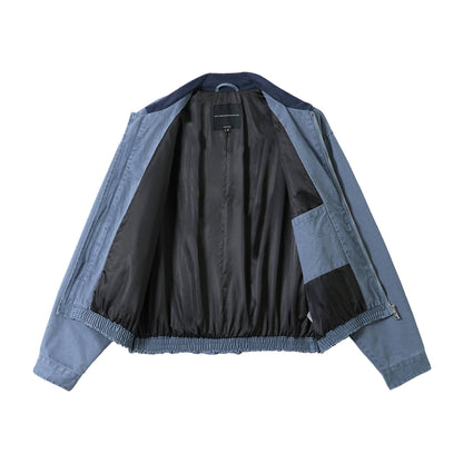 Men Timeless Boxy Field Jacket made of Canvas with Corduroy Turn-Down Collar EVA-US