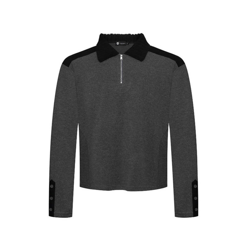 Women's Long Sleeve Polo Shirt with Half Zip, Contrast Shoulders and Button Cuffs EVA-US