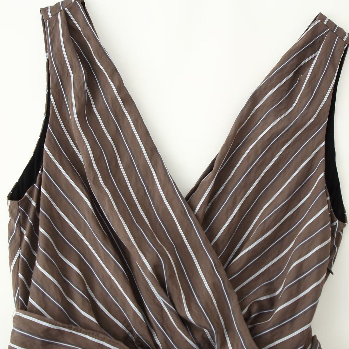 Ladies Sleeveless Wrap Jumpsuit with Wide Leg and Waist Belt EVA-US