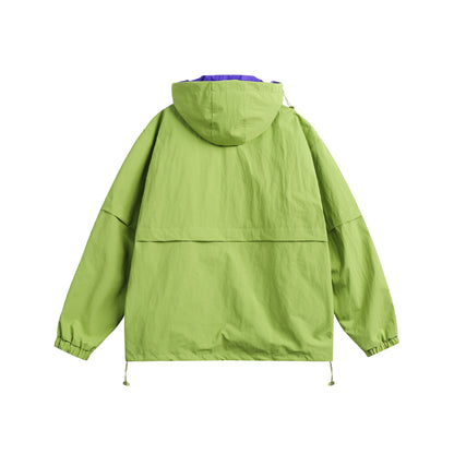 Unisex Technical Oversize Anorak with Hood, Zipper Details and Kangaroo Pocket EVA-US
