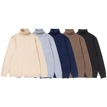Unisex turtleneck sweater made of fine fine knit with ribbed collar and dropped shoulder EVA-US