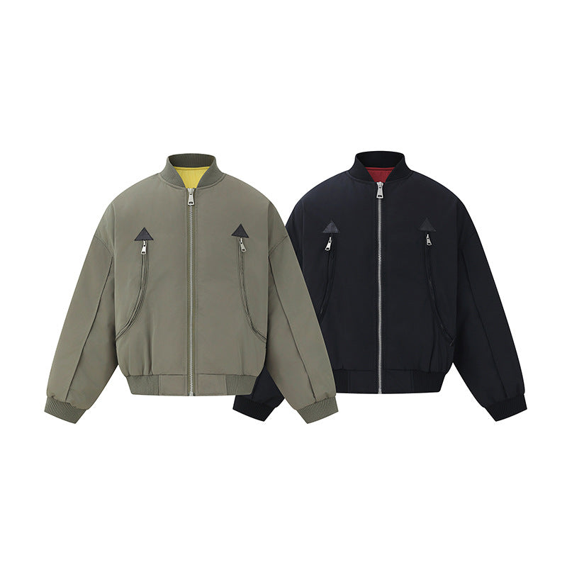 Men's short-cut technical bomber jacket with diagonal zip pockets and ribbed cuffs EVA-US