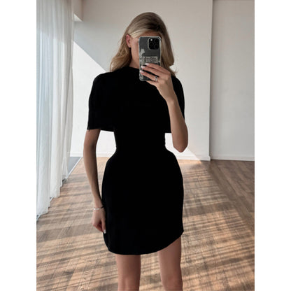 Women's cape mini dress with stand-up collar and tailored corset EVA-US