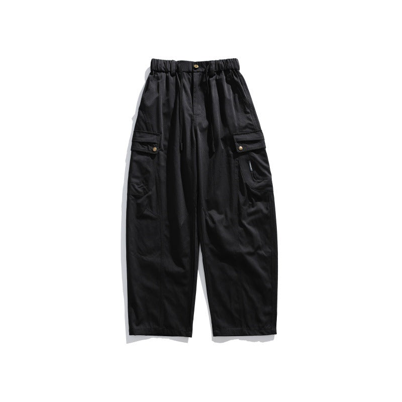 Men's cargo pants with elastic waistband, drawstring, and multiple utility pockets EVA-US