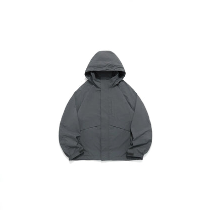 Unisex Wide water-repellent hooded parka with concealed zipper placket and flap pockets EVA-US