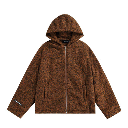 Women's hooded blouse made of wool blend with voluminous structure and zipper EVA-US
