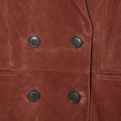 Women's cropped double-breasted velvet blazer with fitted silhouette and piped pockets EVA-US