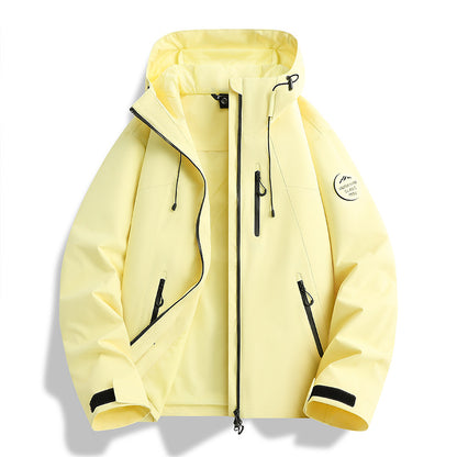 Women Lightweight Waterproof Hooded Jacket with Teddy Charm and Concealed Zipper Pockets EVA-US