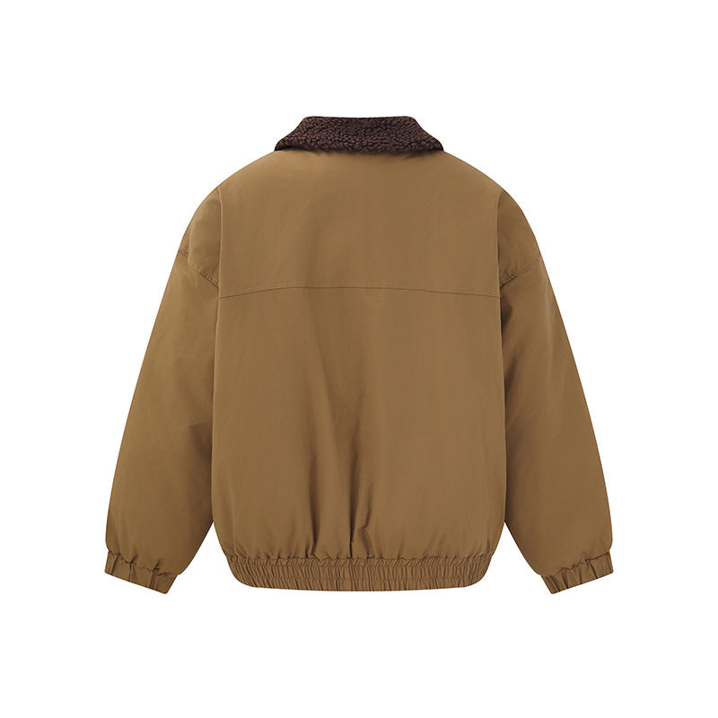 Men's Windproof Boxy Bomber in Workwear Style with Teddy Collar EVA-US