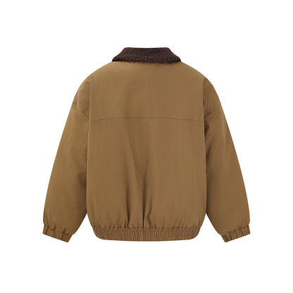 Men's Windproof Boxy Bomber in Workwear Style with Teddy Collar EVA-US