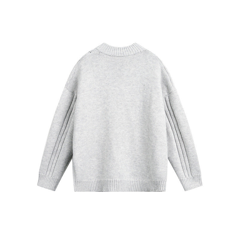 Women's Chunky Knit Cable Knit Sweater with Henley Placket and Stand-Up Collar EVA-US