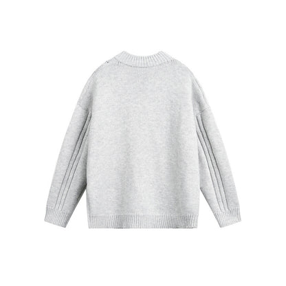 Women's Chunky Knit Cable Knit Sweater with Henley Placket and Stand-Up Collar EVA-US