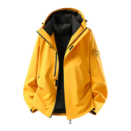 Men's two-layer softshell outdoor jacket with removable fleece lining and adjustable hood EVA-US