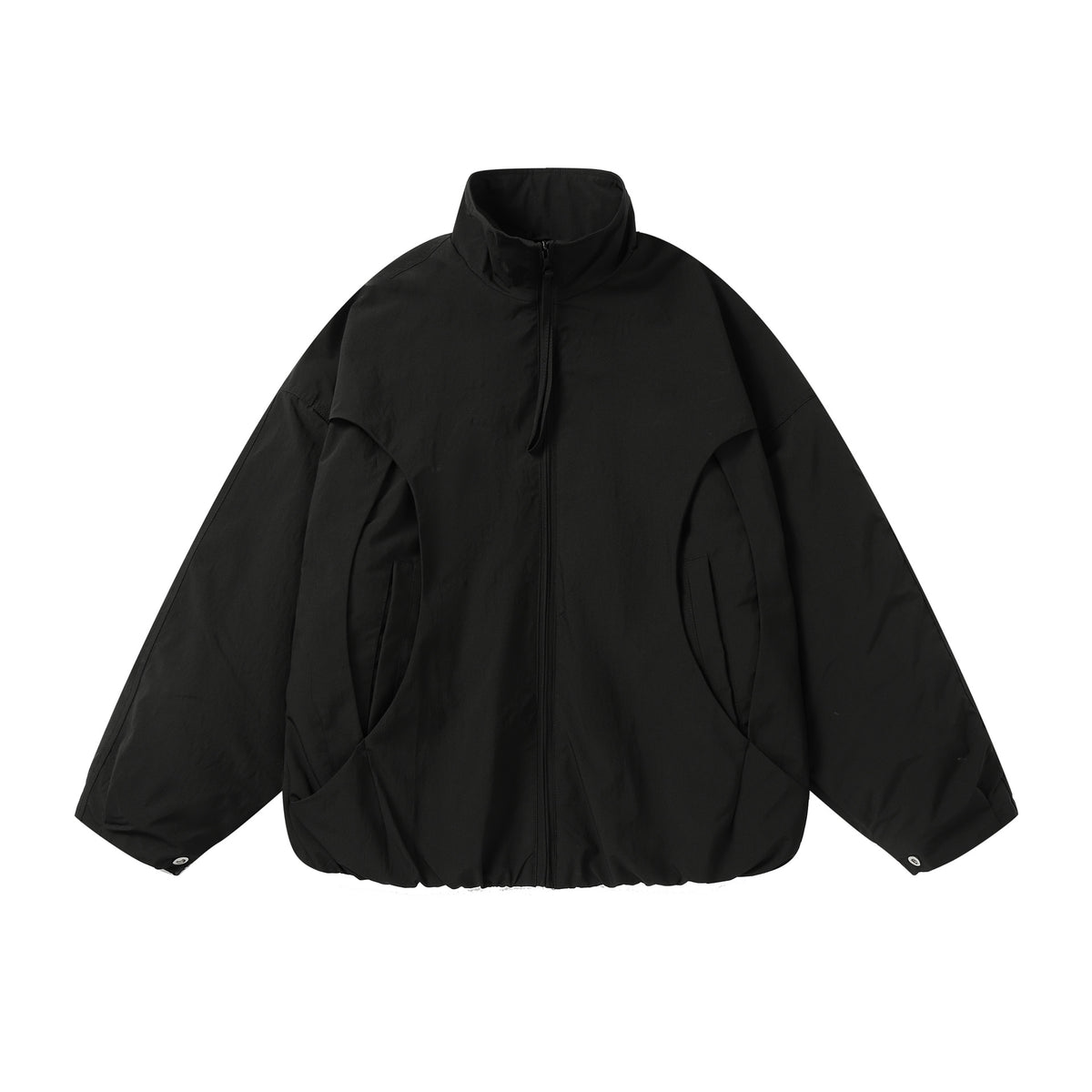 Unisex Boxy Short Jacket with High Stand-Up Collar and Balloon Sleeves EVA-US