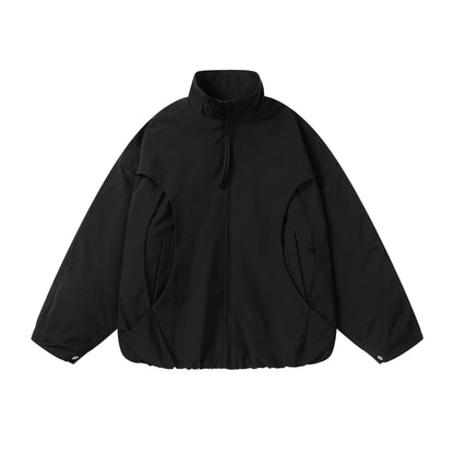 Unisex Boxy Short Jacket with High Stand-Up Collar and Balloon Sleeves EVA-US