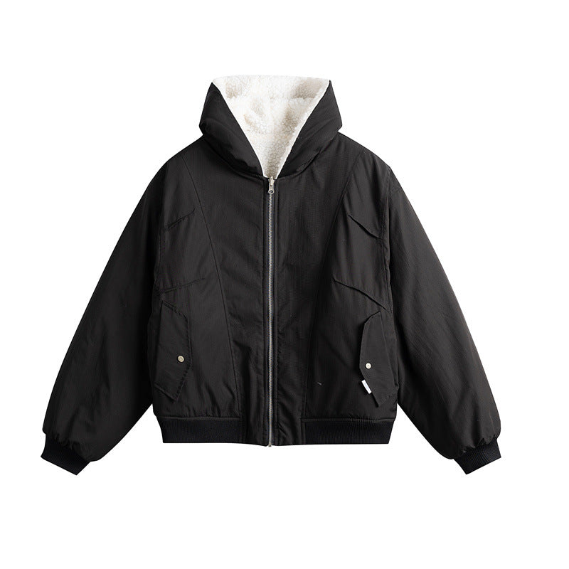 Unisex Oversize Utility Bomber with padded teddy lining and asymmetrical flap pockets EVA-US