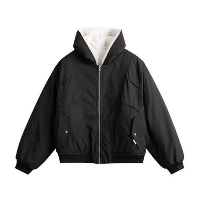 Unisex Oversize Utility Bomber with padded teddy lining and asymmetrical flap pockets EVA-US