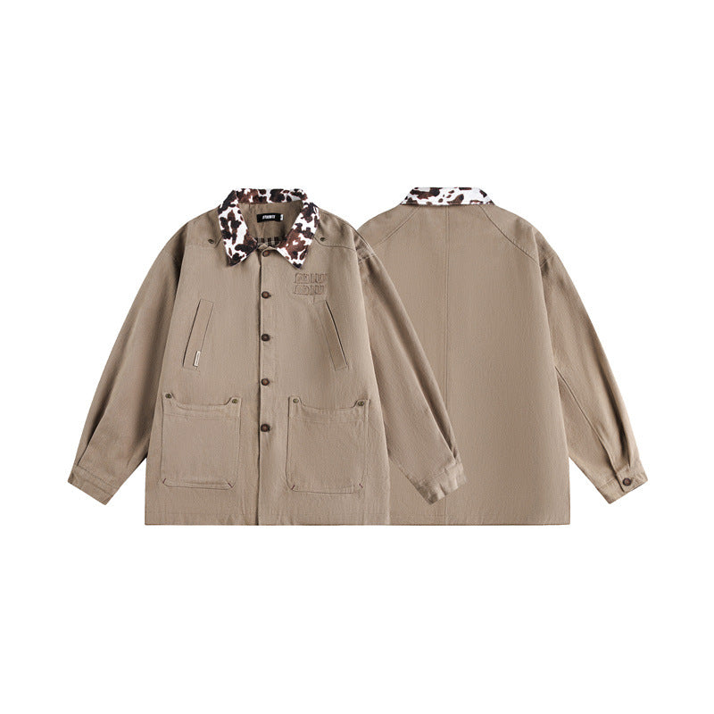Unisex Overshirt in Utility Workstyle with faux fur collar and large flap pockets EVA-US