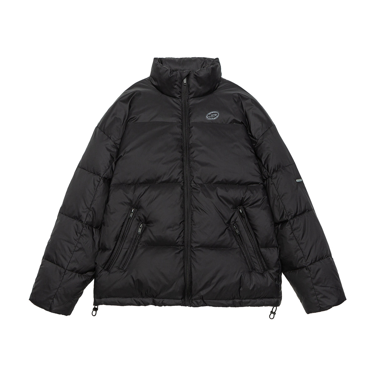 Men's Padded Short Parka with High Stand Collar, Zipper Pockets and Drawstring EVA-US