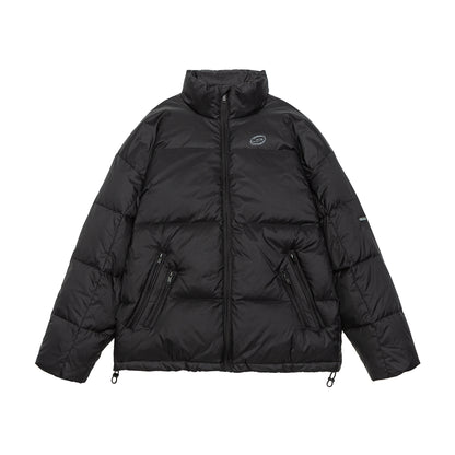 Men's Padded Short Parka with High Stand Collar, Zipper Pockets and Drawstring EVA-US