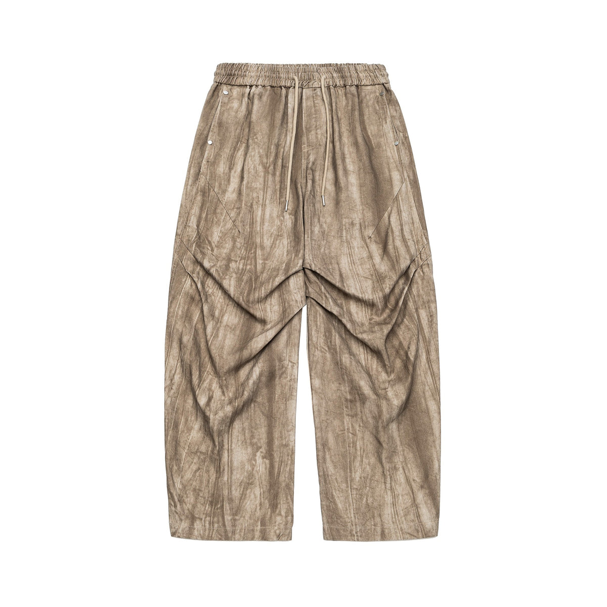 Men's Asymmetrical Harem Pants with Pleated Layers and Drawstring EVA-US