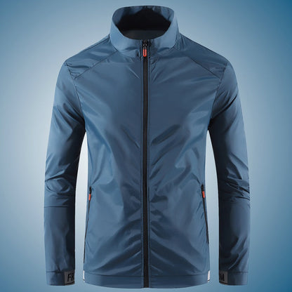 Men's nan ultra-light windproof casual jacket with stand-up collar, concealed zipper, and zippered pockets EVA-US