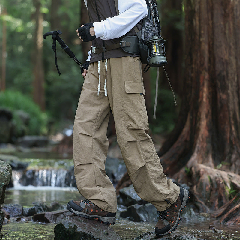 Men's Lightweight Technical Cargo Trekking Pants with Drawstring Waistband, Reinforced Hem Edges, and Adjustable Leg Opening EVA-US