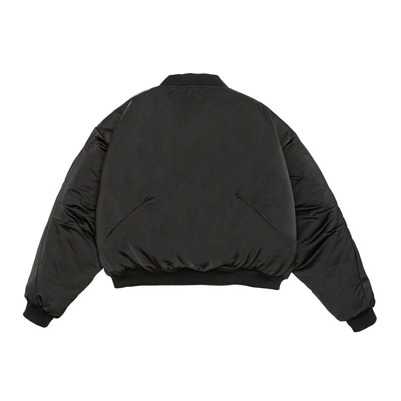 Unisex Short-Cut Boxy Puffer Bomber with Minimalist Front Placket EVA-US
