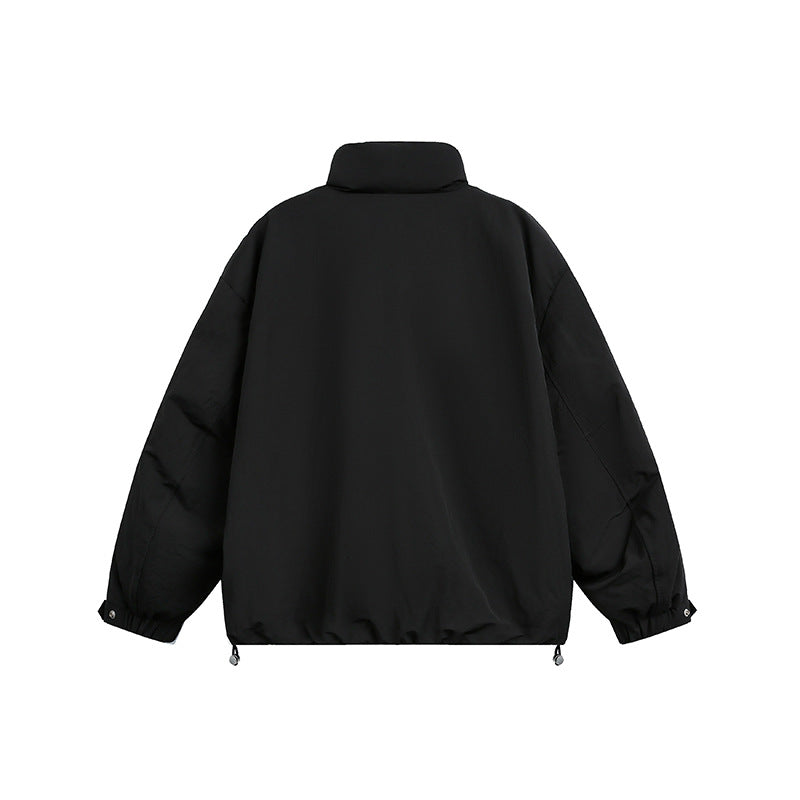 Men's Oversized Quilted Blouson Jacket with Stand-up Collar and Drawstring EVA-US