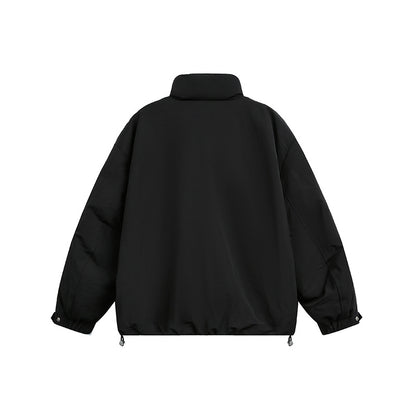 Men's Oversized Quilted Blouson Jacket with Stand-up Collar and Drawstring EVA-US