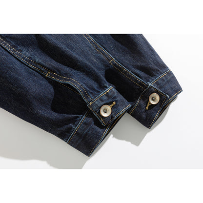 Unisex Wide-cut Denim Worker Blouson with Asymmetric Flap Pocket EVA-US