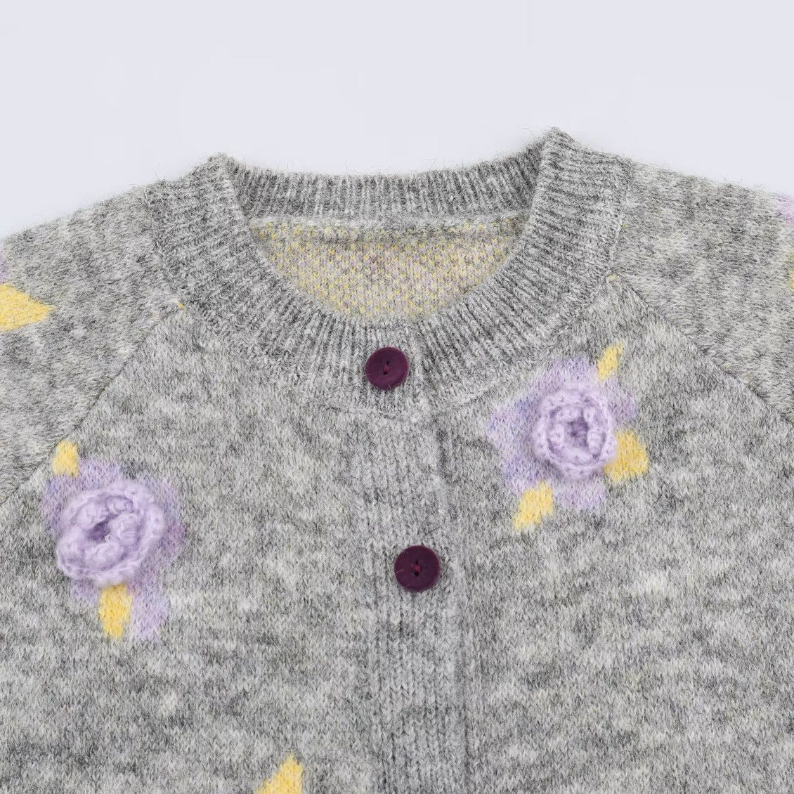 Women's Fine Knit Two-Piece Cardigan with Floral Jacquard and Tailored A-Line Knit Skirt EVA-US