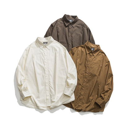 Unisex Oversized Shirt Jacket with Side Decorative Button Rows and Rounded Hem EVA-US