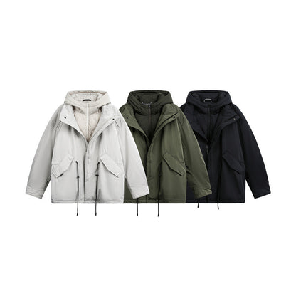 Men's Oversize Parka with Quilted Padding and Drawstring EVA-US
