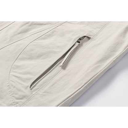 Unisex Light windproof hooded jacket in boxy cut with drawstring and concealed front EVA-US