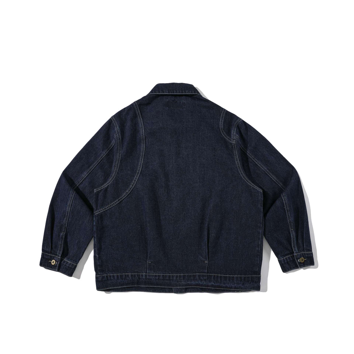 Unisex Boxy Denim Jacket in Workwear Style with Distinctive Round Pockets EVA-US