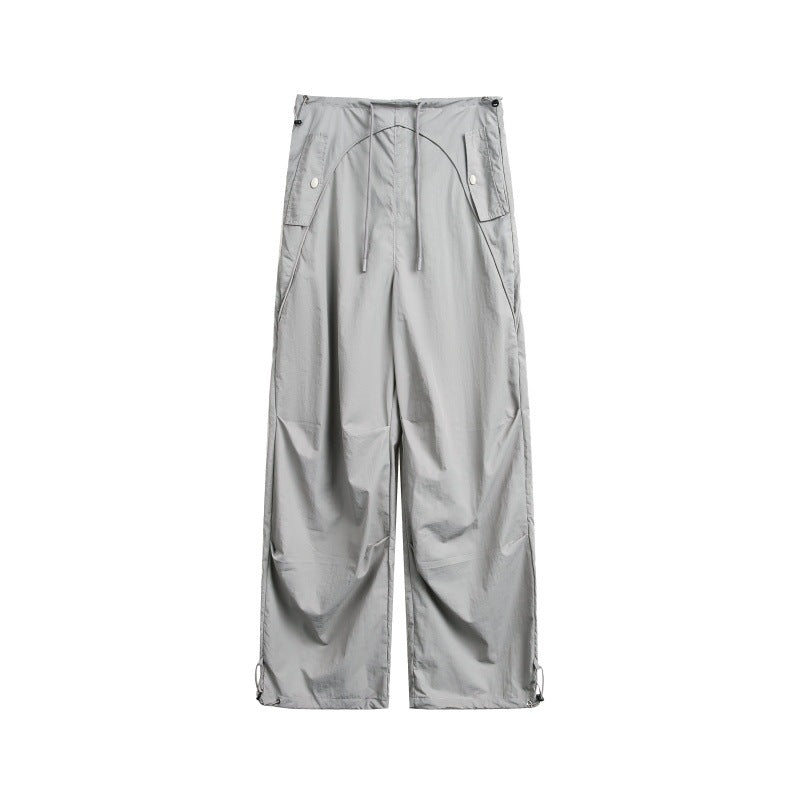 Women's wide cargo pants with drawstring waistband and adjustable hem EVA-US