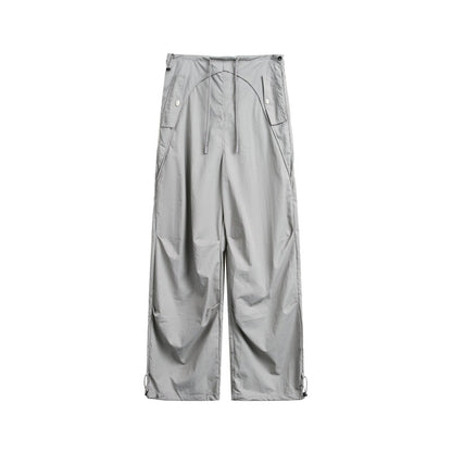 Women's wide cargo pants with drawstring waistband and adjustable hem EVA-US