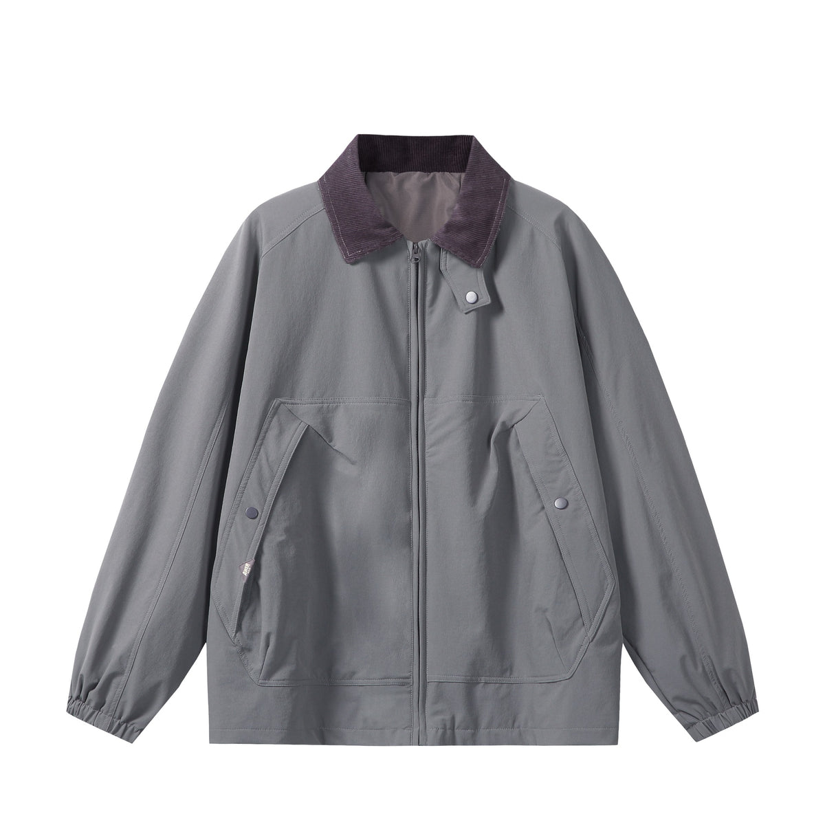 Unisex Short Cut Boxy Blouson with Cord Collar, Zipper and Utility Flap Pockets EVA-US