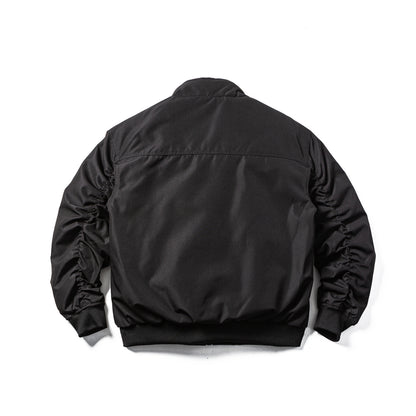 Men's Padded Bomber Jacket in Boxy Cut with High Stand-up Collar and Ribbed Hem EVA-US